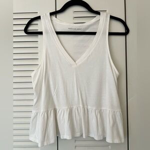 American Eagle white V-neck peplum tank top.